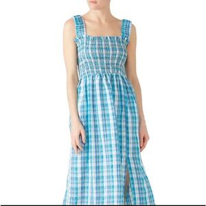 Nicholas Smocked Apron Cotton Midi A-Line Dress size 14